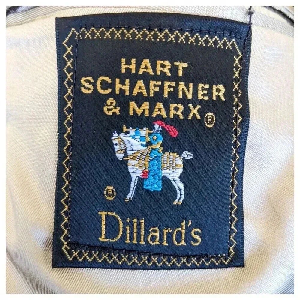 HART SCHAFFNER MARX Plaid Sport Coat Blazer Size 42 Silk Blend  Two Button